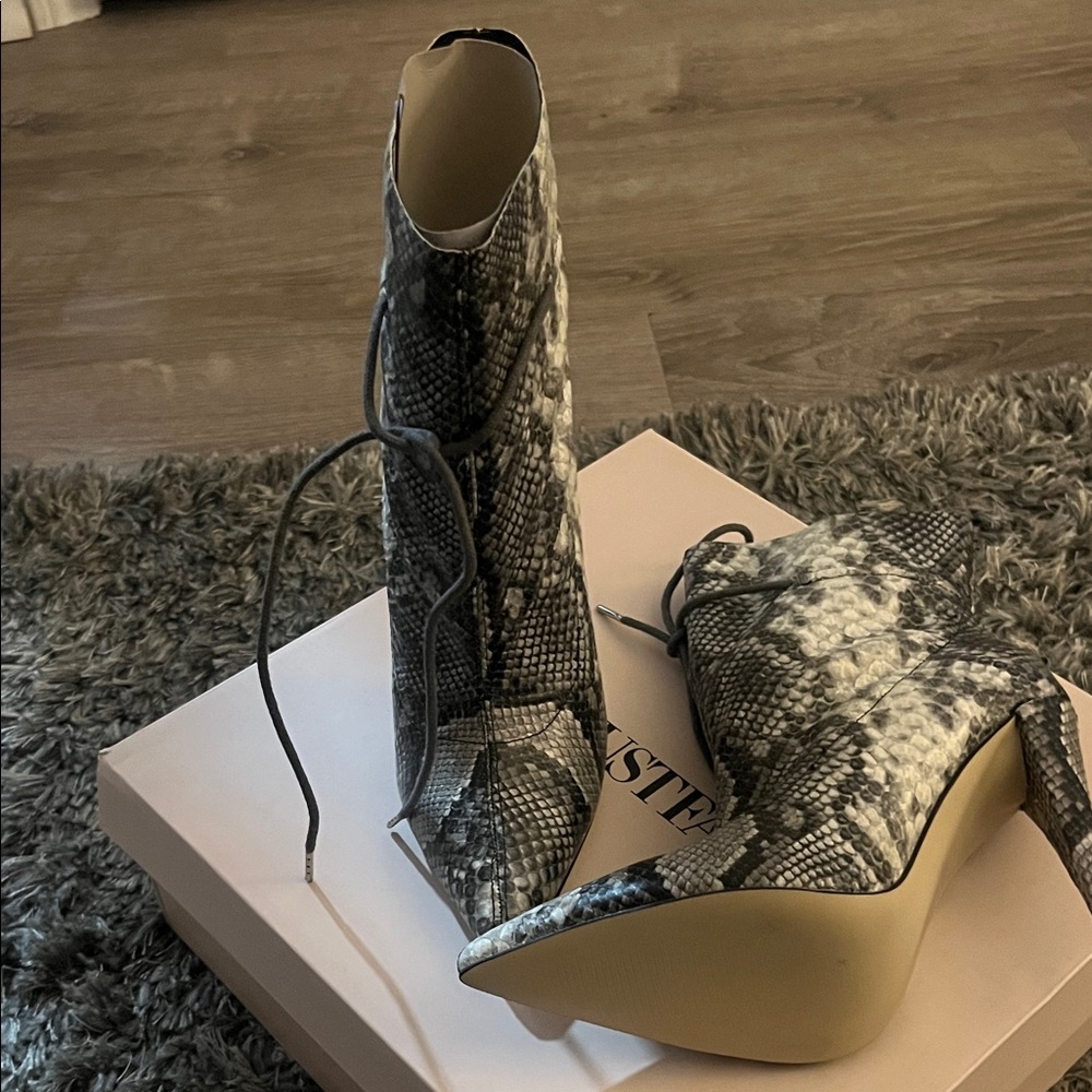 JustFab Snake Print Ankle Boots - Picture 3 of 6